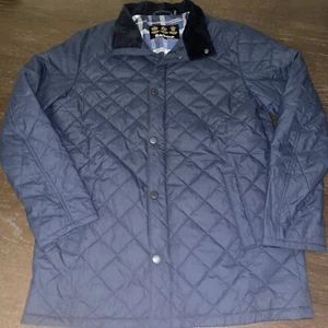 EUC Herren Barbour dunkelblau Steppjacke mit Cordkragen Knopf MEDIUM - Bild 1 von 5