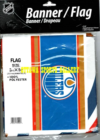 EDMONTON OILERS 3'X5' POLYESTER BANNER/FLAG NEW IN ORIGINAL PACKAGE (M23) Cover