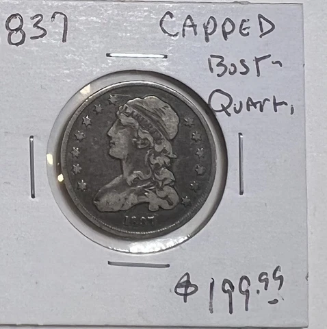 1837 Capped Bust Liberty Silver Quarter 25C Cover