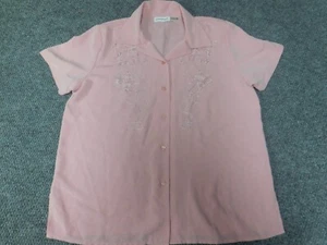 Claudia Richard Womens Blouse 12 pink button down shirt - Picture 1 of 14