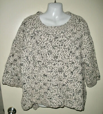 #1255 Suéter Misses XL Umgee Boho Campesino Blanco Gris Negro Grueso Tejido Foto 1 de 4