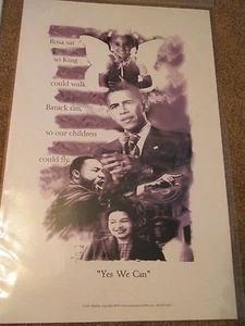 Póster BARACK OBAMA 11"" x 17"" ""SÍ PODEMOS"" Martin Luther King Rosa Parks NUEVO - Imagen 1 de 3