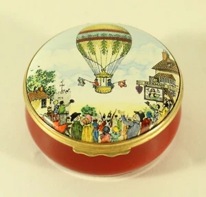 Vintage Bilston & Battersea Red Air Ballon HINGED Enamel Over Copper Trinket Box - Picture 1 of 12