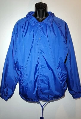 Vintage Windbreaker Jacket Franklin Sports Lightweight Med Blue Snap Drawstring - Image 1 of 4