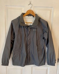 Marmot Gray Full Zip Hooded Rain Shell Jacket Youth Boys Size Large Waterproof - Picture 1 of 8