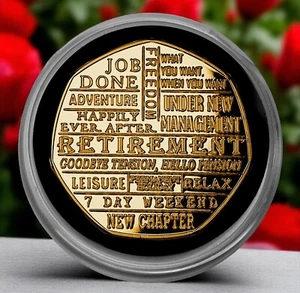 Moneda Conmemorativa Oro 24ct FELIZ JUBILACIÓN en Cápsula. Regalo/regalo/retiro - Imagen 1 de 10