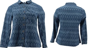 NEW SoftCell Diane Gilman dg2 SZ 4X Elongated Jacket MIDTONE IKAT PLUS SZ 4X - Picture 1 of 7