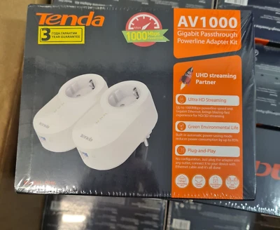 2 x Tenda PH6 AV1000 Gigabit Passthrough Powerline Netzwerk Adapter Kit EU MODELL