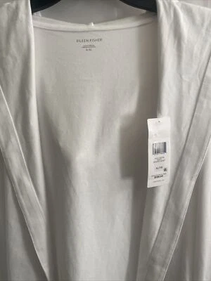 CHAQUETA JERSEY BLANCA CON CAPUCHA FRONTAL ABIERTO ALGODÓN ORGÁNICO EILEEN FISHER TALLA XL Foto 1 de 3