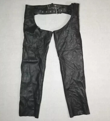 Vintage INTERSTATE Classic Originals Leather Motorcyle Chaps Men's size XL Black - Image 1 of 4