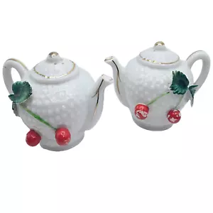 Victoria Ceramics Teapot Salt & Pepper Shakers Japan Cherries - Picture 1 of 18