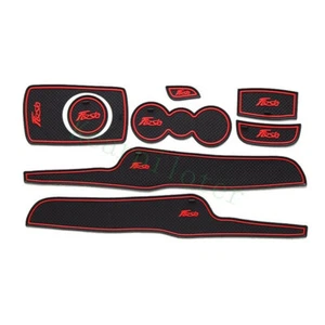 8 tapetes de goma con portavasos de ala roja negros para coche antideslizantes para 2009-14 Fiesta - Imagen 1 de 7