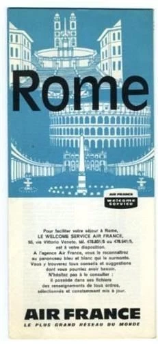 Folleto de viaje de Air France y mapa de ROMA Italia 1962 Foto 1 de 1