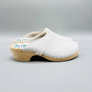 Swedish Orthopedic Clogs Shoes Womens Size 37 US 7 Leather Wooden Boho Vintage - Picture 1 of 12
