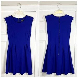 Topshop Dress Womens 2 Sleeveless Zip Pleated Mini Skater Kate Moss - Picture 1 of 8