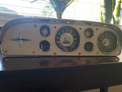 1957 58 59 60 Ford f-100 truck rare gauge cluster wTachometer and Wiring Harness - Image 1 of 4