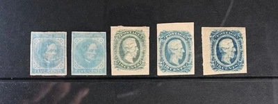 CSA Confederate States Scott # 6, 7, 11, 11, 12 F-VF OG HR/Hinged Stamps Cat$100 - Image 1 of 2