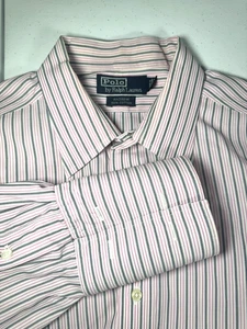 Polo Ralph Lauren Hemd Herren 17,5 36 Rosa Gestreift Andrew Langarm French Cuff - Bild 1 von 12