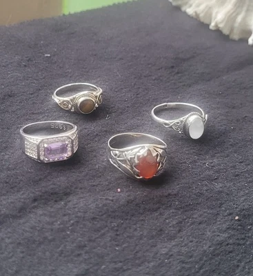 Angebot 🔥Silberringe Mit Echten Edelsteinen - Bild 1 von 4