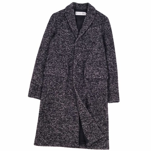 Cappotto Dior Christian Chester lana mohair tweed capospalla I38 nero usato0