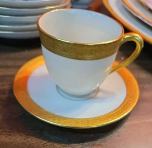 Ancienne tasse à café et soucoupe LENOX ETERNAL bande dorée USA - Photo 1/6