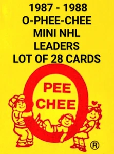 1987-88 O-PEE-CHEE MINI NHL HOCKEY LEADERS -LOT OF 28 CARDS.  ROOKIES & STARS - Imagen 1 de 5