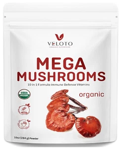 Organic Mega Mushroom Powder Blend, 10 in 1 Complex Mushroom Extract Powder Herb - Picture 1 of 8
