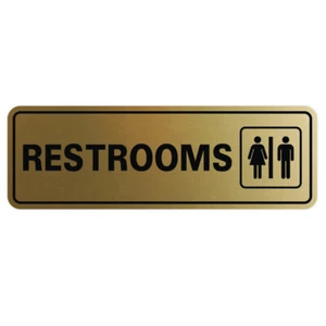 Letrero de baños estándar - oro cepillado - pequeño 2" X 6" - Imagen 1 de 1