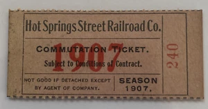 Vintage 1907 Hot Springs Street Railroad Commutation Passenger Ticket Arkansas - Picture 1 of 2