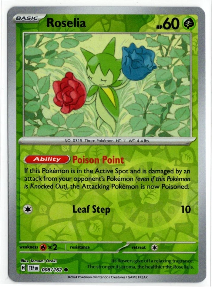 Pokemon Temporal Forces Reverse Holo 008/162 Roselia - Image 1 of 1