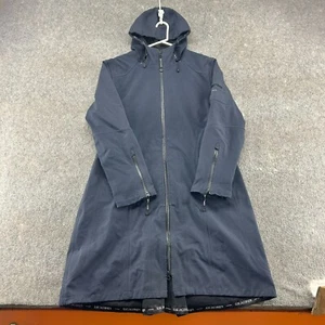 Ilse Jacobsen Jacket Womens 44 Blue Raincoat Long Hooded Fleece Lined Softshell - Picture 1 of 12