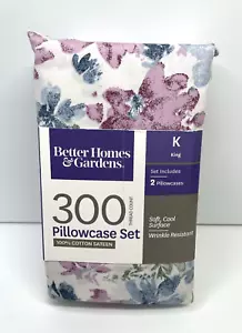 Better Homes & Gardens Kingsize Performance Kissenbezug Set - lila blau Blumenmuster - Bild 1 von 2