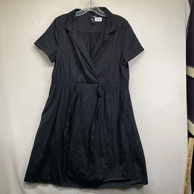 Women's Little Black Dress Size 12 100% Cotton Tie Front Lightweight Breathable - Image 1 of 4