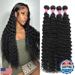 Deep Wave Human Hair Bundles 100% Unprocessed Virgin Deep Wave Bundles Human - Picture 1 of 5