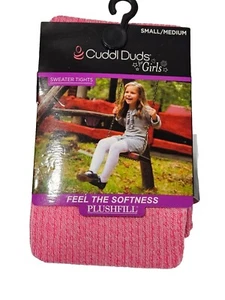 Cuddl Duds Girl Valentine's Day Pink Ribbed Plushfill Footed Sweater Tights S M - Picture 1 of 3