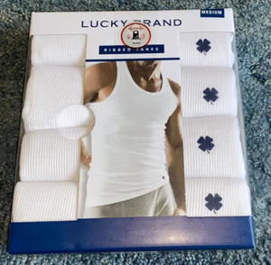 Nwt Lucky Brand Men's Ribbed White Tank Tops- 4 Pack Size Medium (38-40) - Picture 1 of 2