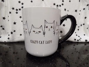 Cat Coffee Mug Crazy Cat Lady White Black Tea Cup Kitchen Cat Lover Gift - Picture 1 of 11