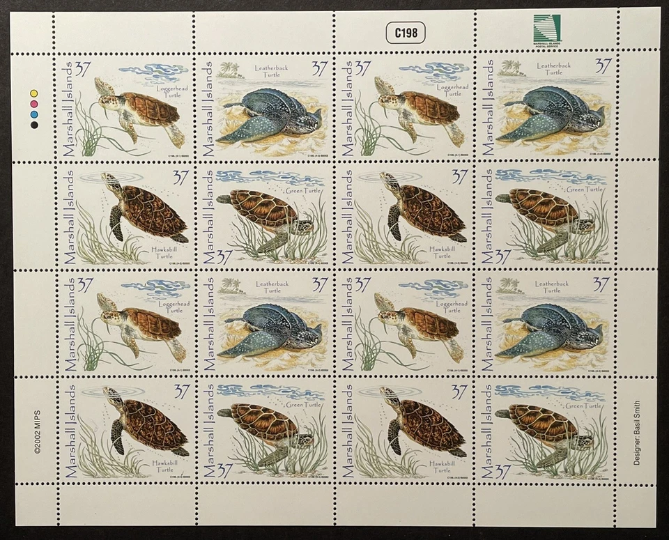 SELLOS DE TORTUGAS MARINAS DE LAS ISLAS MARSHALL 2002 MNH VIDA MARINA TORTUGA CAREY Foto 1 de 1