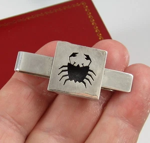 Estate Vintage Gorgeous CRAB Taxco Sterling Silver Shadow Cox Tie Bar Money Clip - Picture 1 of 5