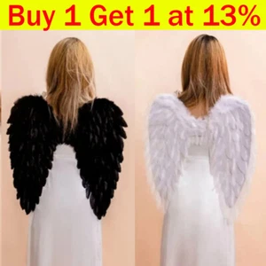 Adult Angel Devil Fairy Feather Wings Halo Halloween Christmas Fancy Dress Party - Picture 1 of 14