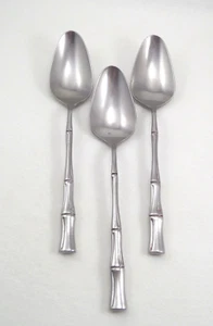 3 VTG Table Spoons Bamboo Handle Stainless Steel Japan  7” Long - Picture 1 of 6