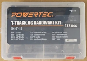 Powertec T-Track Jig Hardware Kit 128 Piece Set 5/16"-18 Threaded Bolts 71128 - Picture 1 of 3
