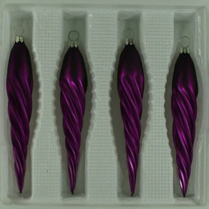 Lauschaer Glas Christbaumschmuck Eiszapfen dünn lila matt mundgeblasen - Picture 1 of 5