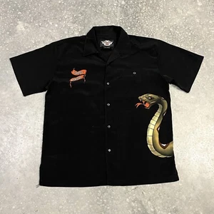 Harley Davidson Motorcycle Snake Button Down Short Sleeve Shirt Mens Sz L - Picture 1 of 8