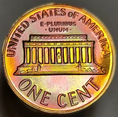 1961 P RED RAINBOW PROOF LINCOLN CENT NATURALLY TONED - Image 1 of 4