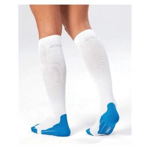 2XU Women's Compression Performance Run Sock - WA2443e (White/Vibrant Blue) Smal - Picture 1 of 1