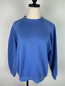 Vintage 90s FRUIT OF THE LOOM Sweatshirt WOMEN L Periwinkle Blue Raglan USA MADE - Bild 1 von 13