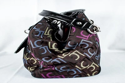 Bolso de Mano Grande Geométrico Vintage Liz Claiborne Negro Rosa Azul Amarillo Foto 1 de 4