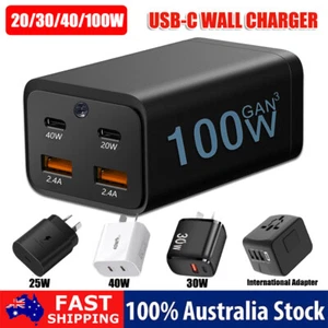 PD 25W/30W/40W/100W Fast Wall Charger USB Type C Adapter For iPhone Samsung AU - Picture 1 of 17