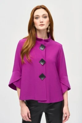 New Joseph Ribkoff Bell Sleeve Cape Jacket W/ Shawl Collar & Statement Buttons - Image 1 of 4